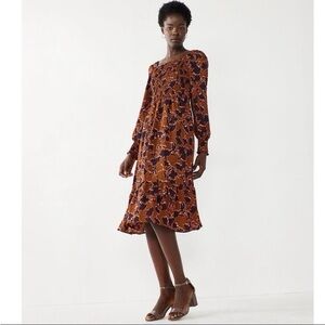 Nine West Brown and Orange Bishop Sleeve Sundress